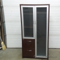 Mahogany Glass Front Wardrobe / Storage Cabinet, Locking